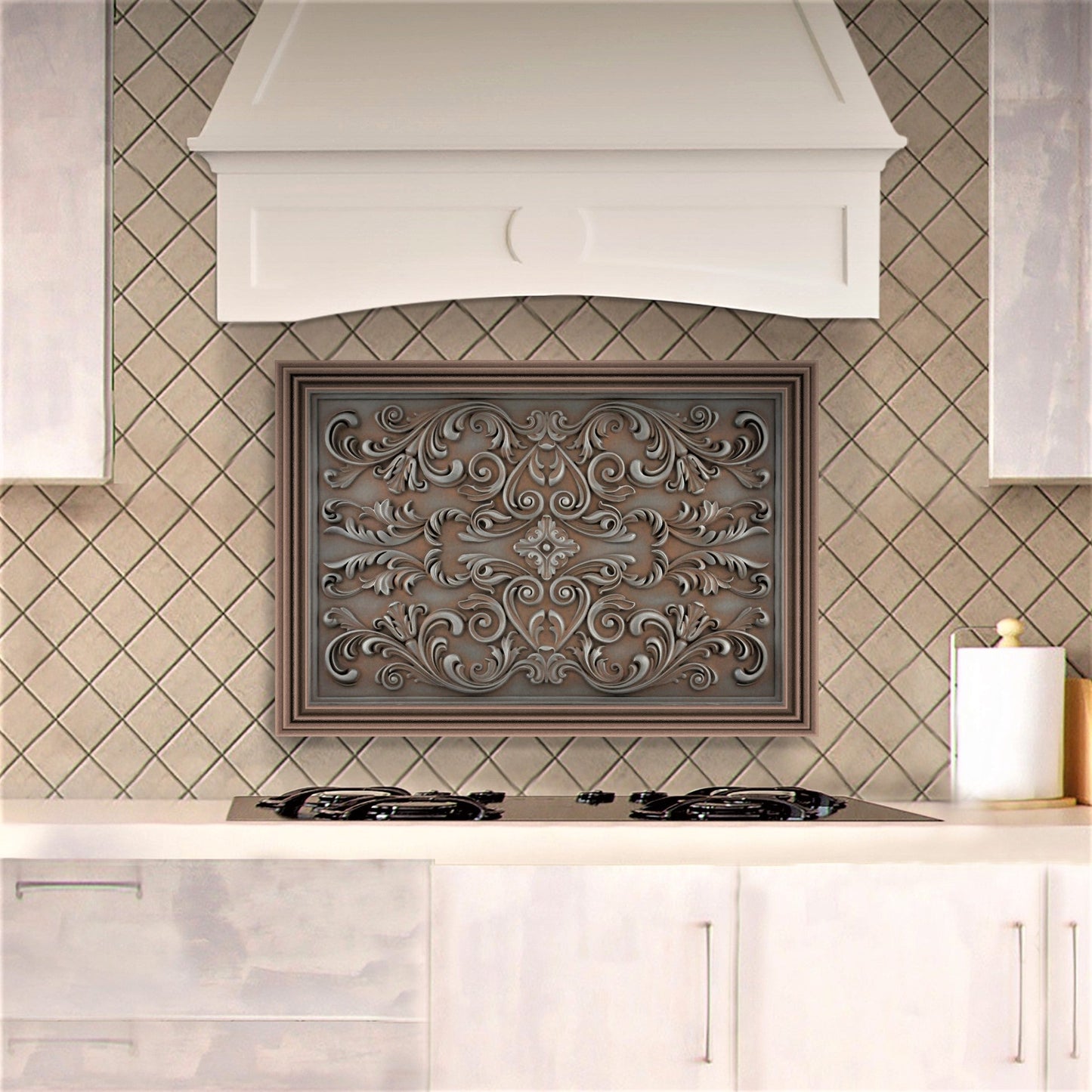 Handmade Imperial Iron Rust Metal Wall Accent Mural – Fireplace & Kitchen Backsplash Panel – 16” x 24”