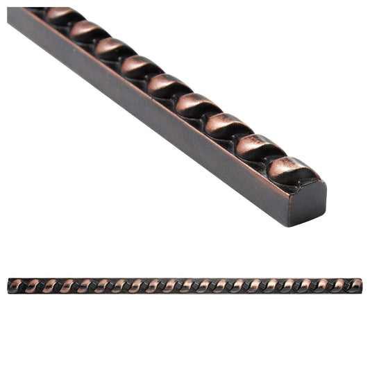 Artisan Rope Oil Rubbed Bronze Metal Accent Wall Tile Trim - 1/2" x 12" (Set of 5)