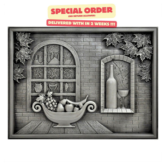 Handmade Toscana Pewter Metal Wall Accent Mural – Fireplace & Kitchen Backsplash Panel – 12” x 18”