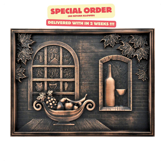 Handmade Toscana Bronze Metal Wall Accent Mural – Fireplace & Kitchen Backsplash Panel – 12” x 18”